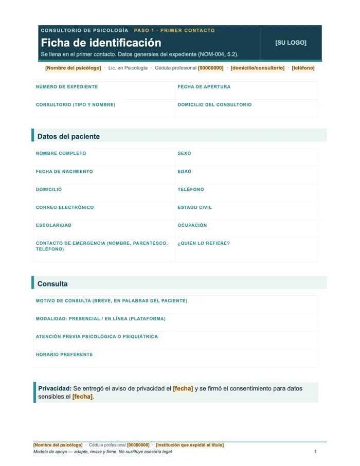 Ficha de identificación (Word y PDF)